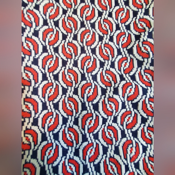 Vintage Red Blue & White Patterned Women's 70s Wide Leg Pants - Picture 2 of 9